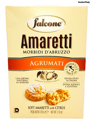 Falcone Amaretti Morbidi d’Abruzzo – Weiche Amaretti mit Zitrusfrüchten – Italienisches Feingebäck Agrumati