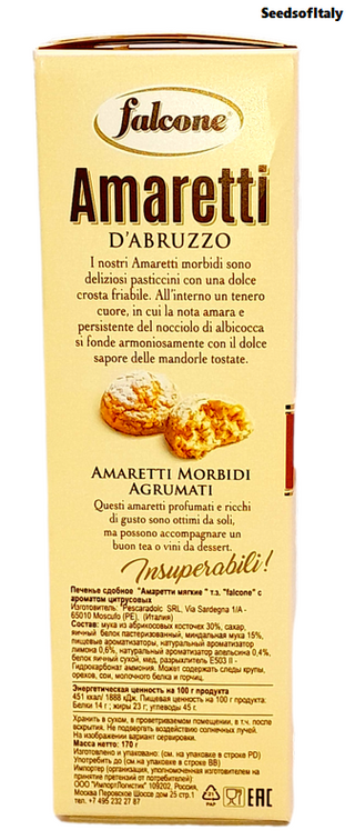 Falcone Amaretti Morbidi d’Abruzzo – Weiche Amaretti mit Zitrusfrüchten – Italienisches Feingebäck Agrumati