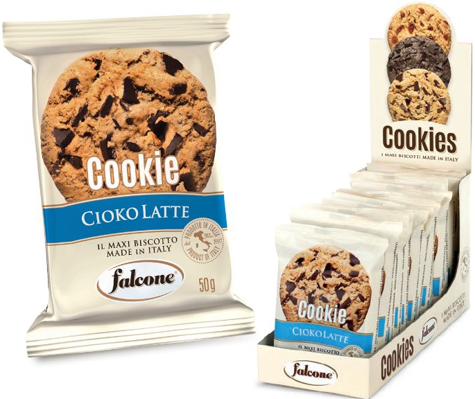 Falcone American Cookies Cioko Latte – Knusprige Kekse mit Vollmilchschokolade – Italienisches Gebäck