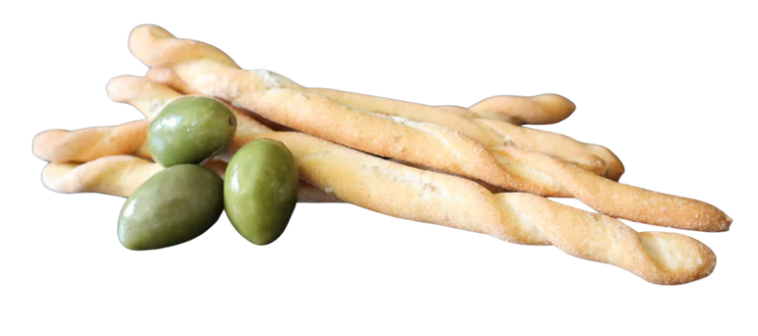Italienische Grissini mit grünen Oliven – Knusprige Brotstangen – Herzhaftes Knabbergebäck aus Italien