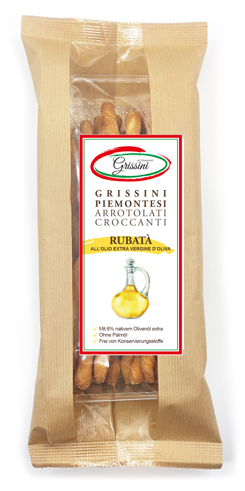 Italienische Grissini mit 6% nativem Olivenöl extra – Knabbergebäck – Original italienische Brotstangen